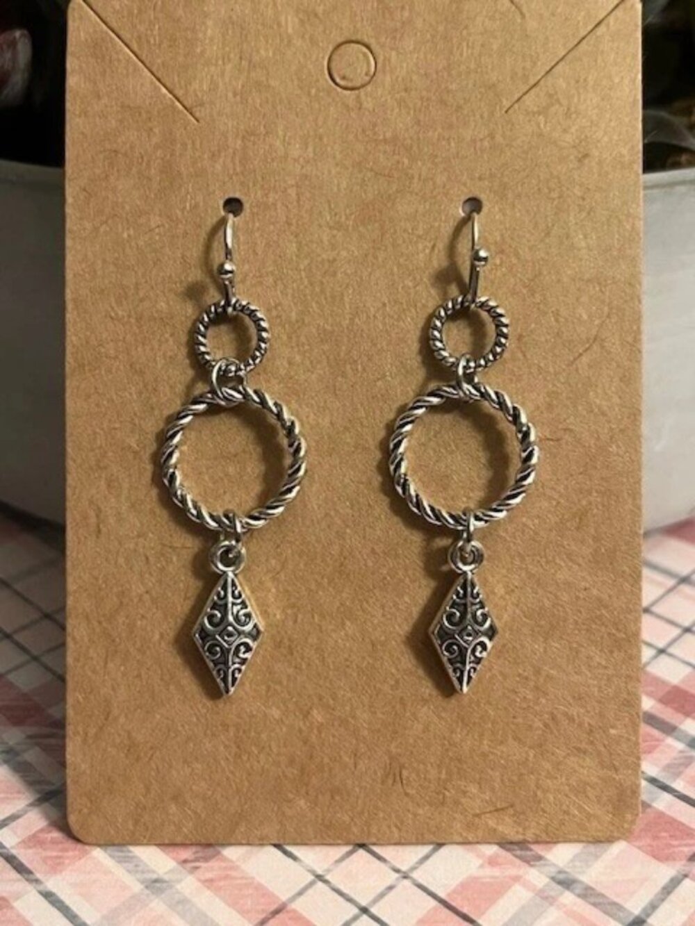 Rhombus Charm Dangle Earrings